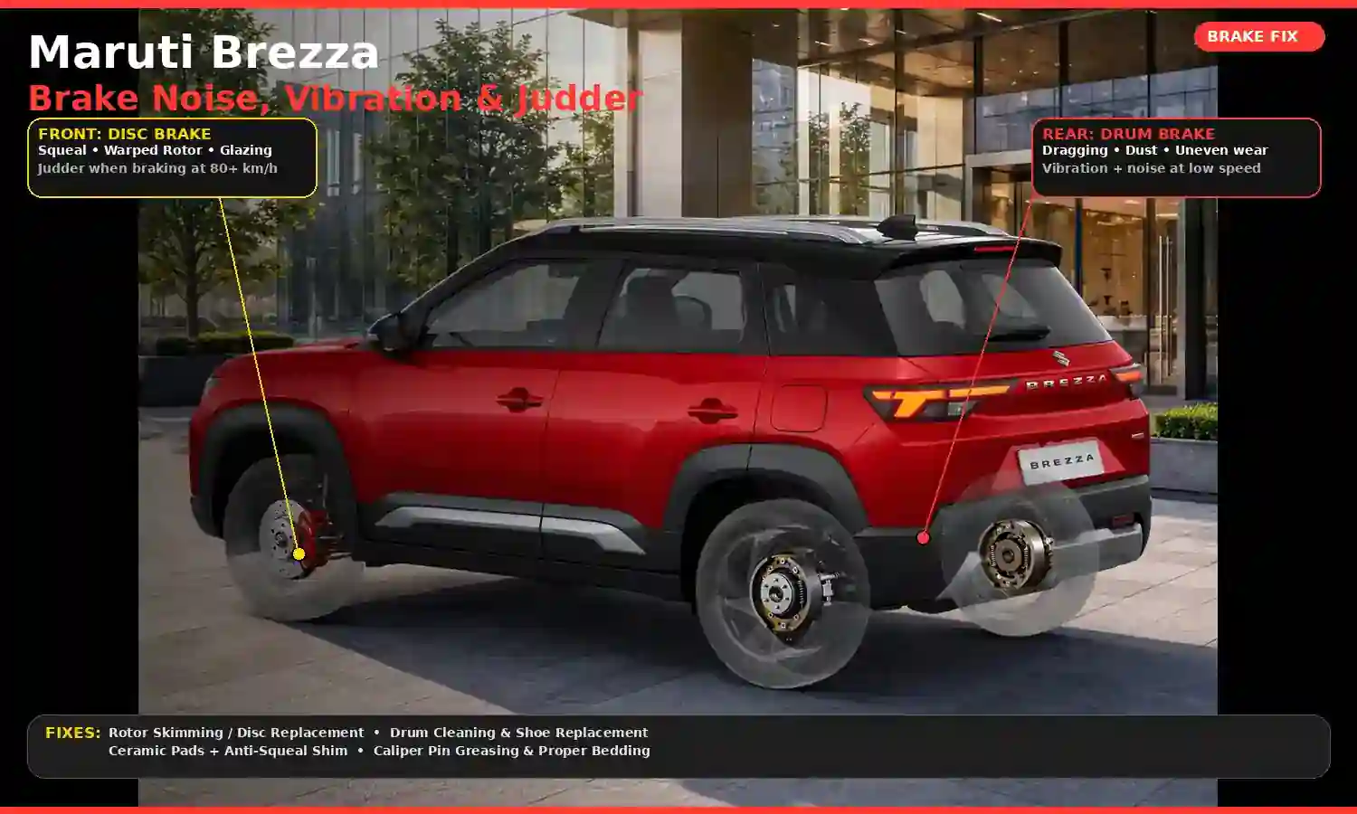 Maruti Brezza Brake Noise, Vibration and Judder: Causes and Fixes