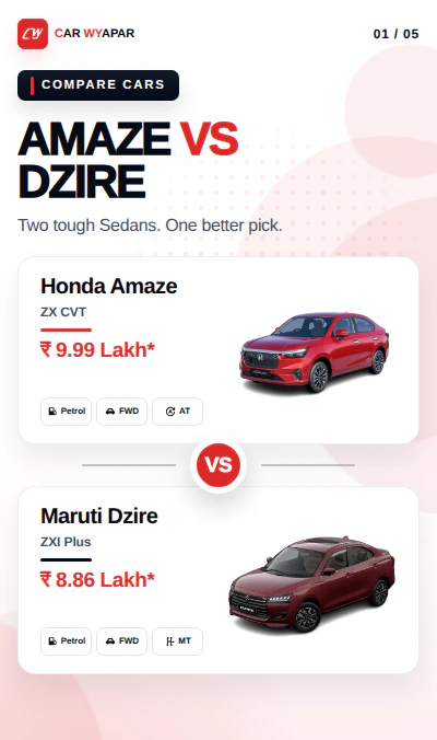 Honda Amaze VS Dzire in 2026