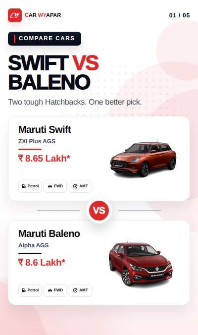 Swift Vs Baleno: The Arena Vs Nexa Comparision